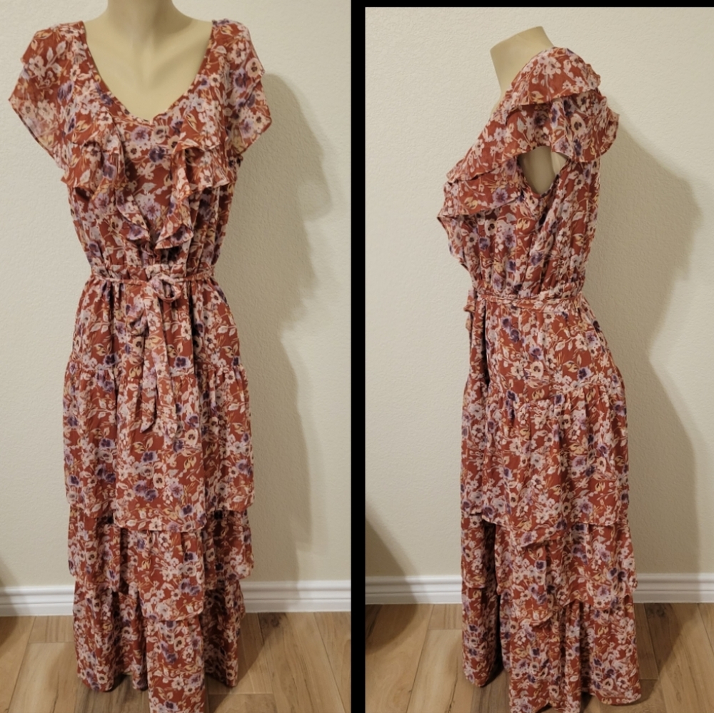 fall floral ruffle 3 tier maxi dress 10